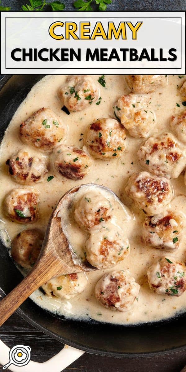 Chicken Meatballs In Cream Sauce pin image