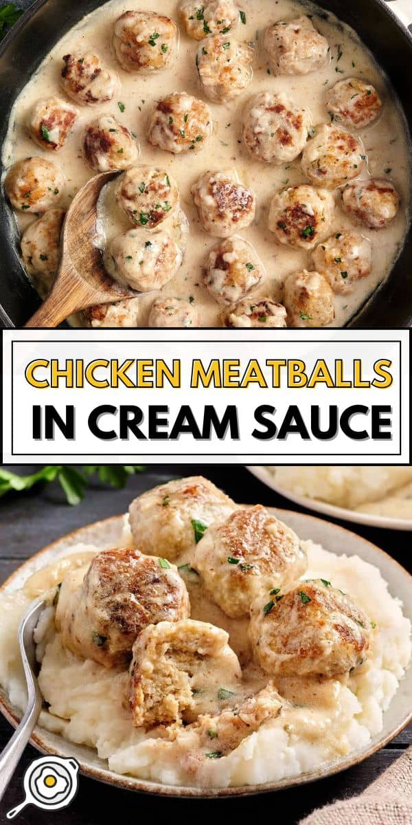 Chicken Meatballs In Cream Sauce pin image