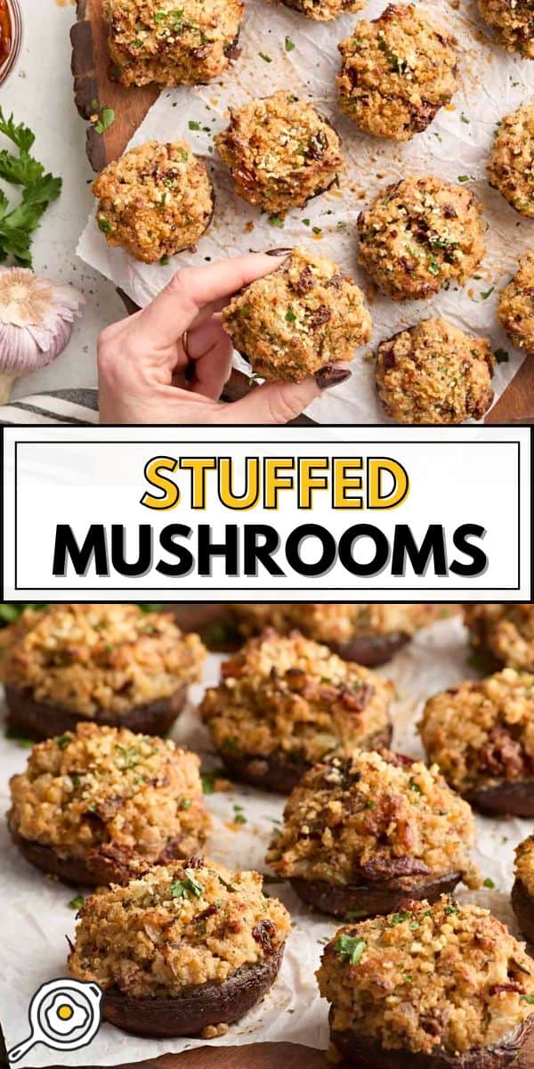 stuffed mushrooms pin image