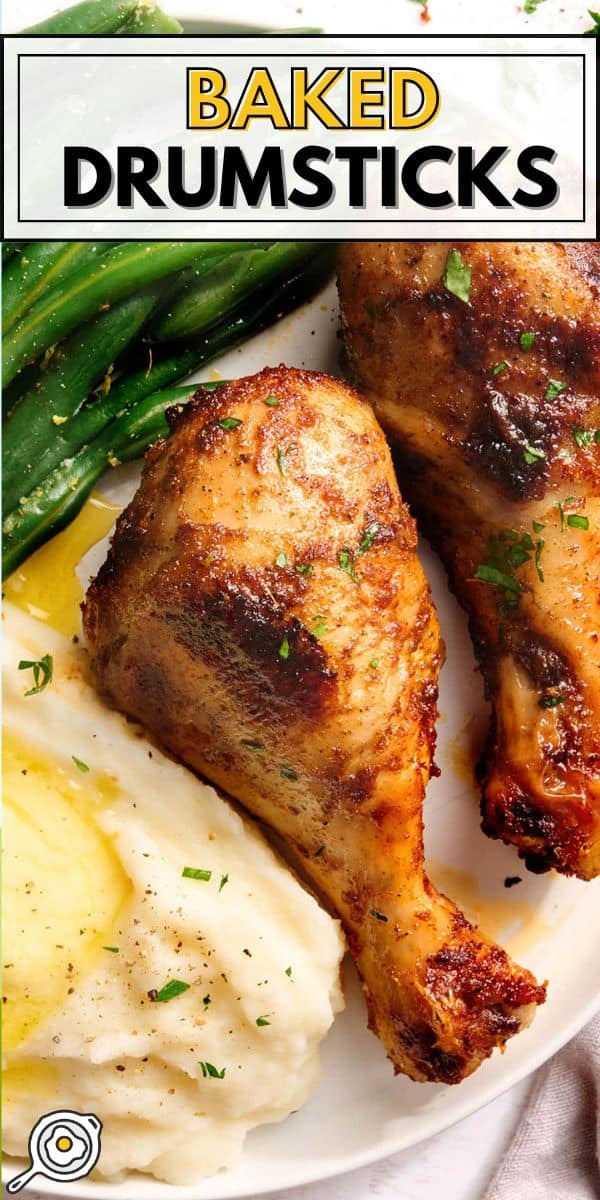 baked chicken drumsticks pin image