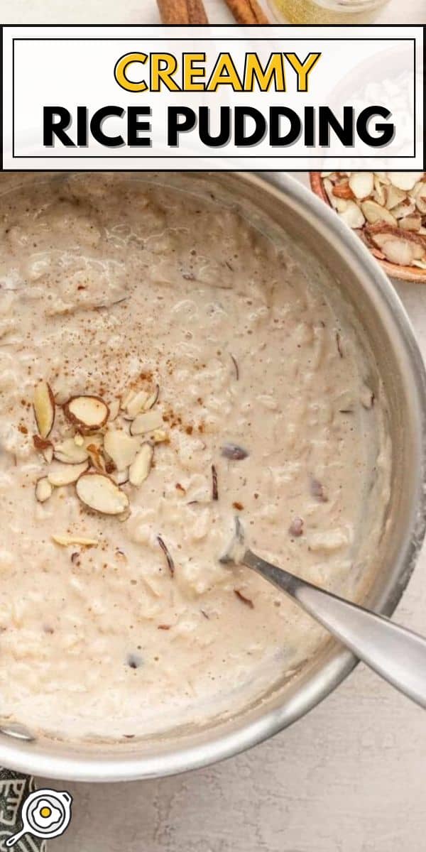 creamy rice pudding pin image