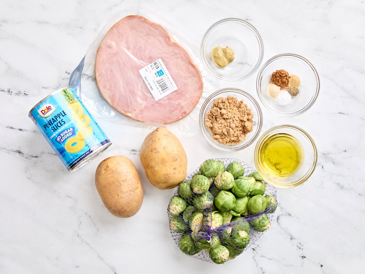 The ingredients to make a sheet pan Easter dinner.