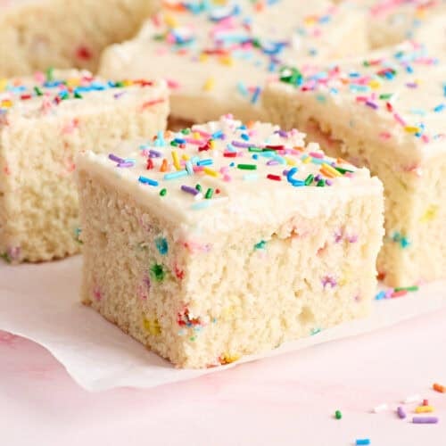 Side view of homemade cookie dough bars.