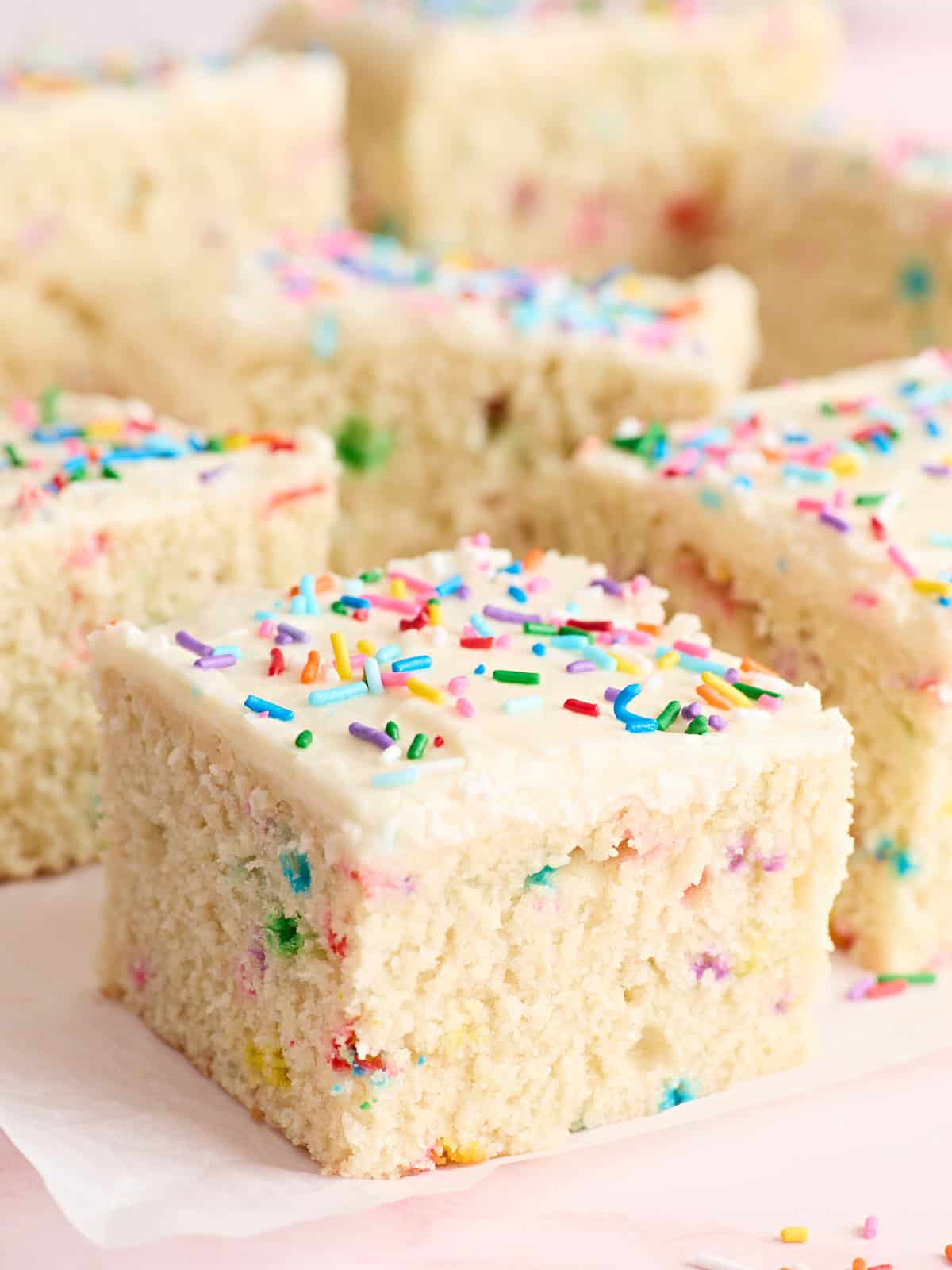 Side view of homemade cookie dough bars.