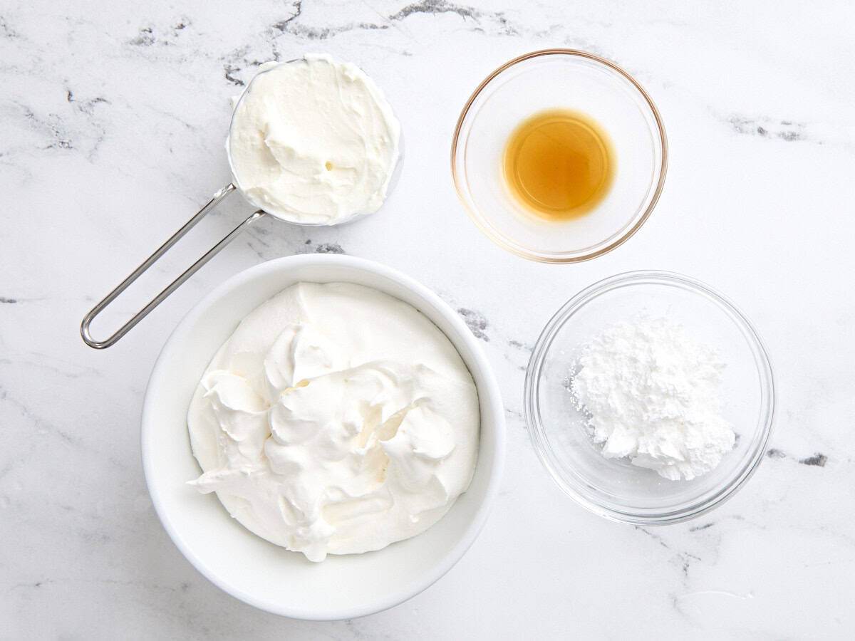 The ingredients to make fruit dip.