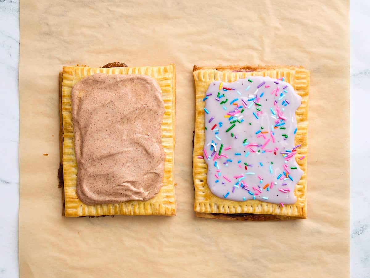 Two finished homemade pop tarts.