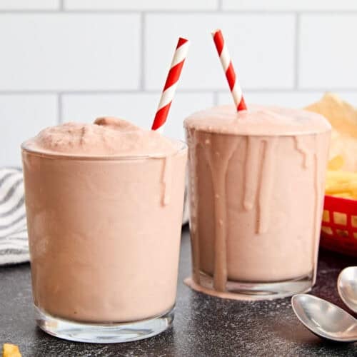 Two frostys side by side in a glass.