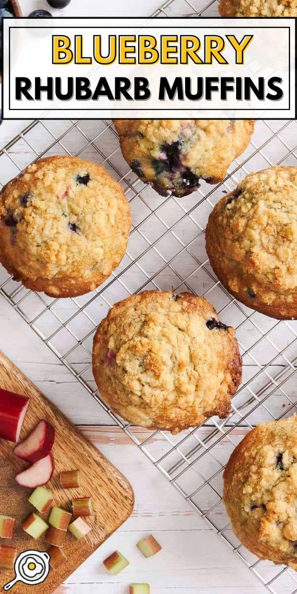Blueberry Rhubarb Muffins pin image