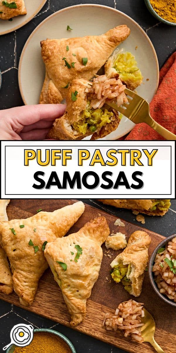 puff pastry samosas pin image