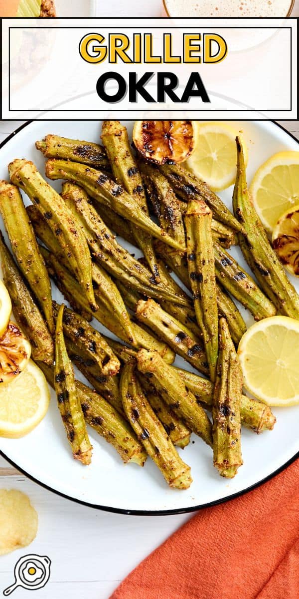 grilled okra pin image