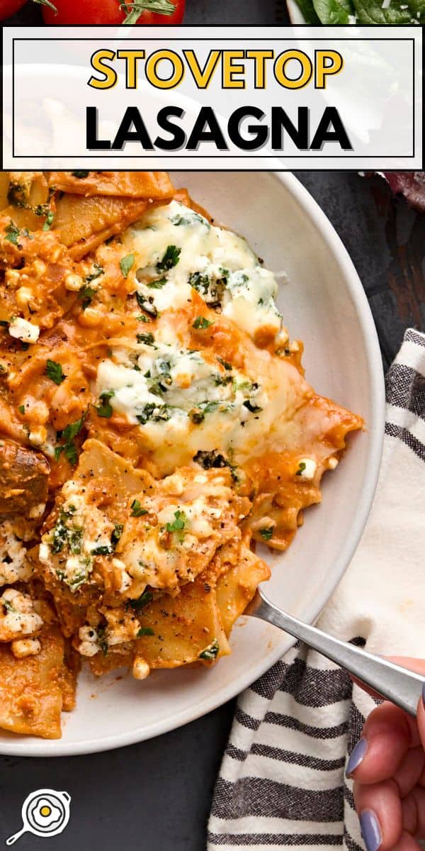 stovetop lasagna pin image