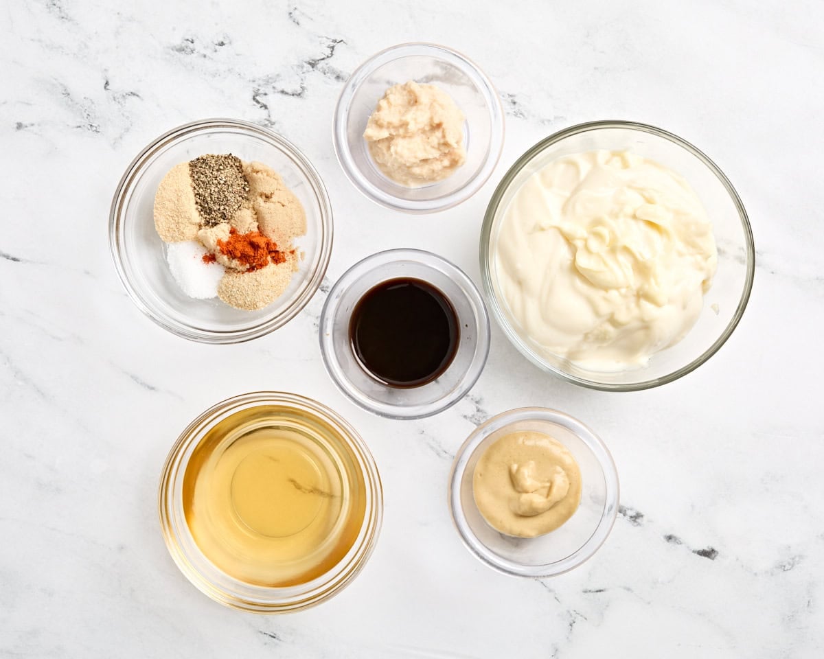 The ingredients for Alabama white sauce.