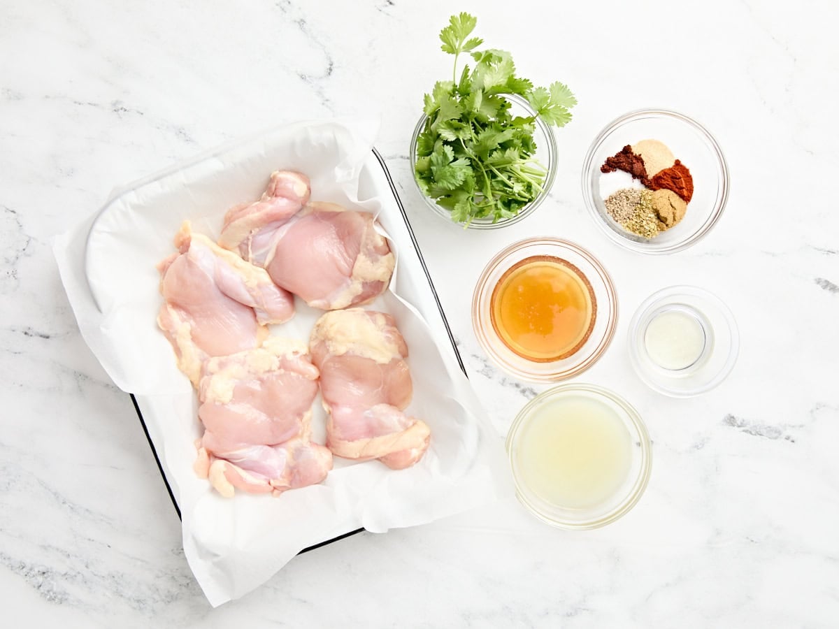 The ingredients to make grilled honey lime chicken.