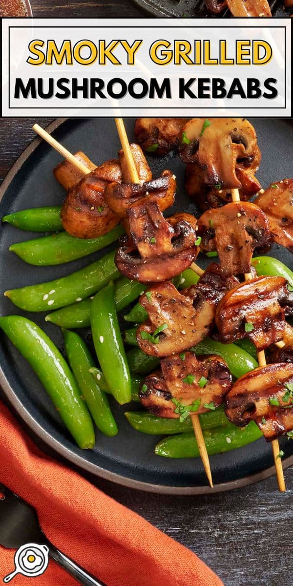 grilled mushroom kebabs pin image