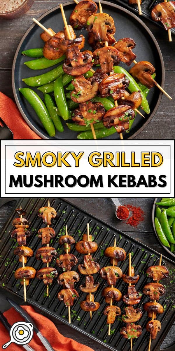 grilled mushroom kebabs pin image