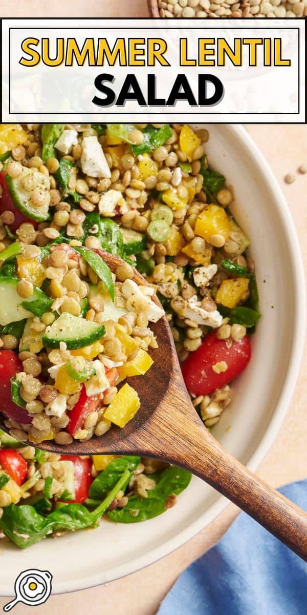 summer lentil salad pin image