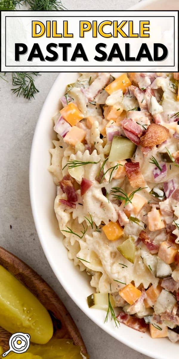 dill pickle pasta salad pin image