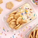 Overhead of homemade dunkaroos in a box.