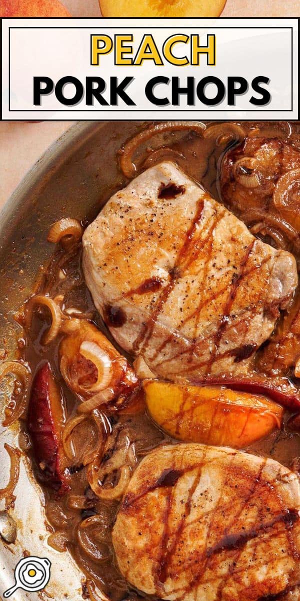 summer peach pork chops pin image