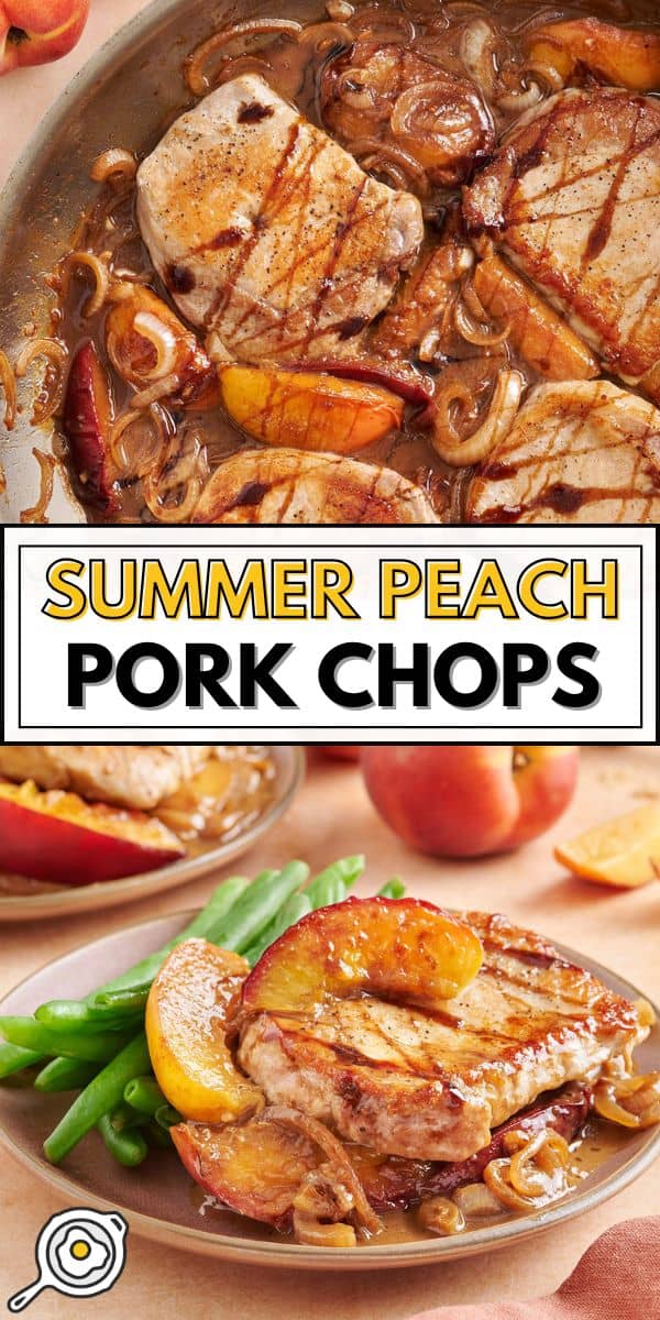 summer peach pork chops pin image