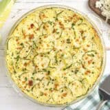 Overhead view of sweet corn and zucchini pie.