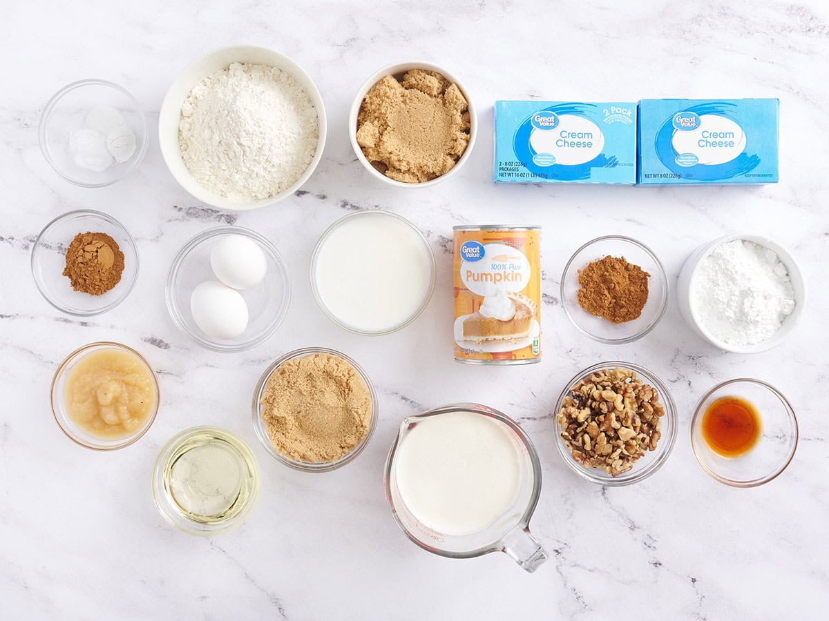 The ingredients to make a pumpkin trifle.