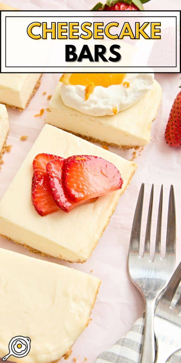 cheesecake bars pin image