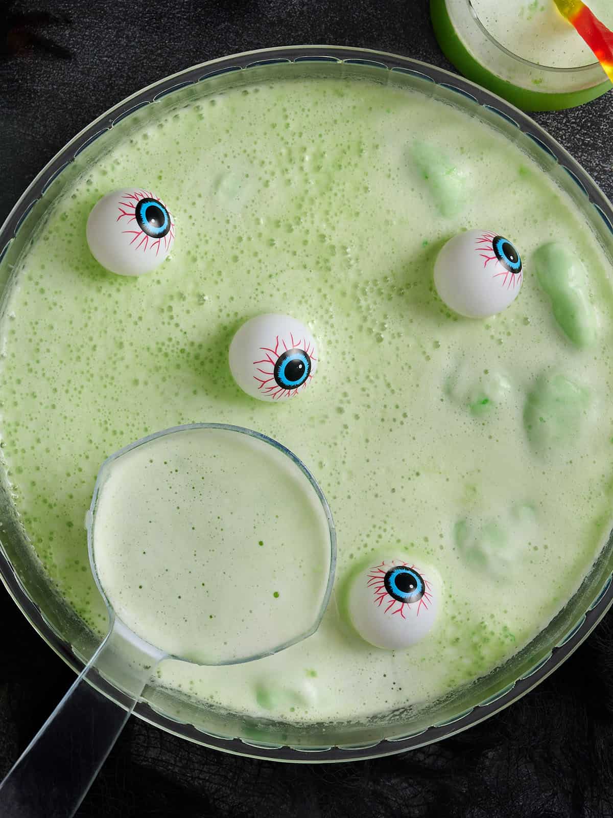 witches brew halloween punch from an overhead view 