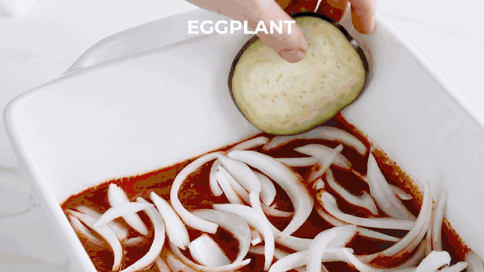 vegetables being layered for the ratatouille