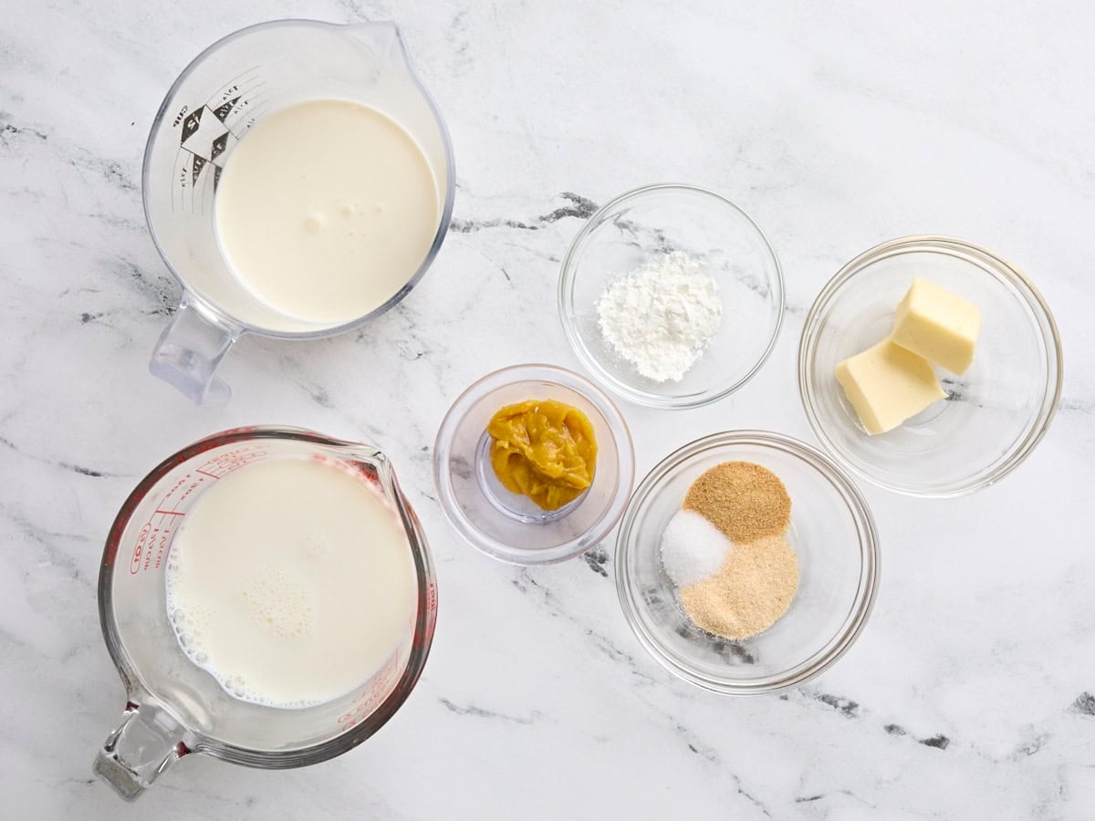 The ingredients to make cream of chicken soup.