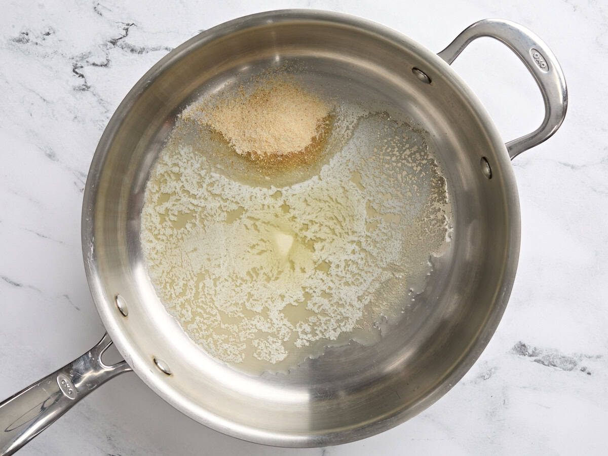 Butter and spices in a sauce pan.