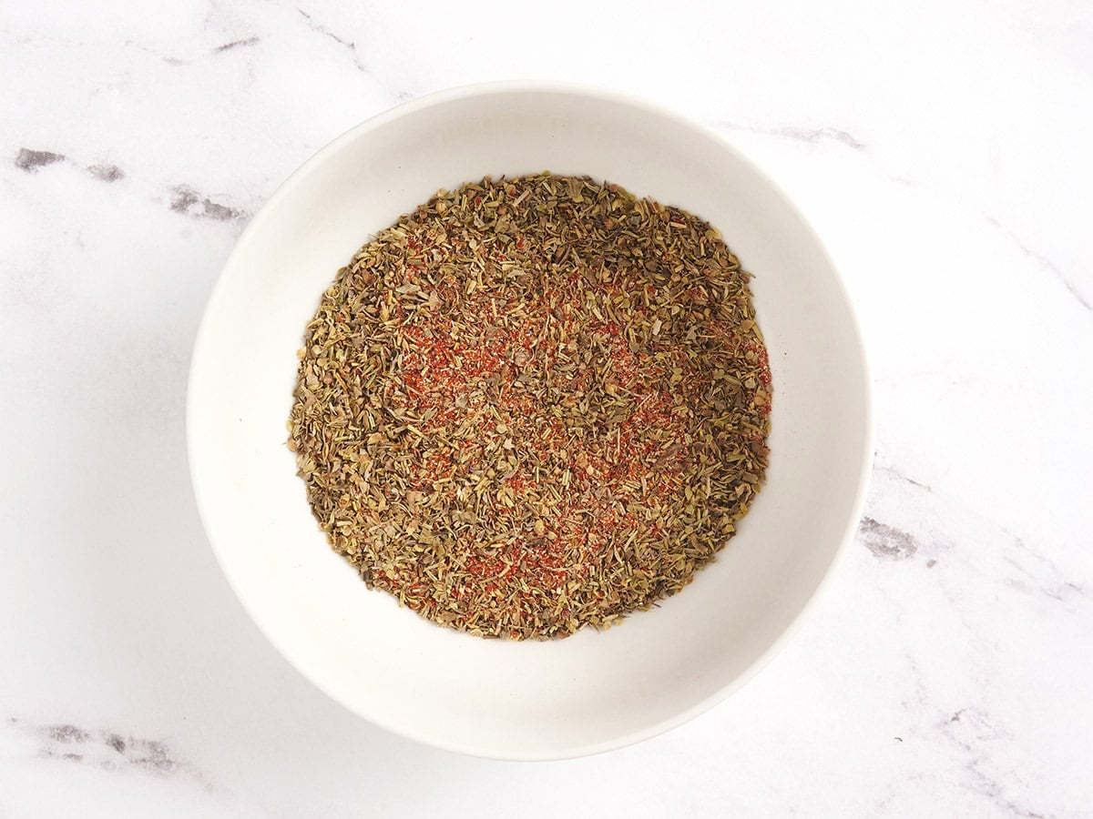 Homemade poultry seasoning in a bowl.