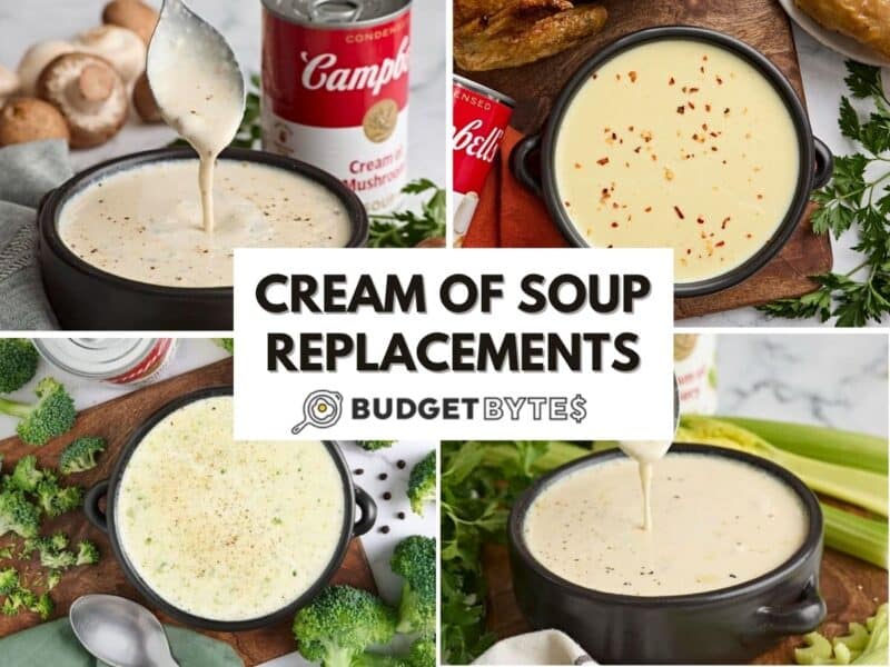 collage of homemade cream of soup replacements