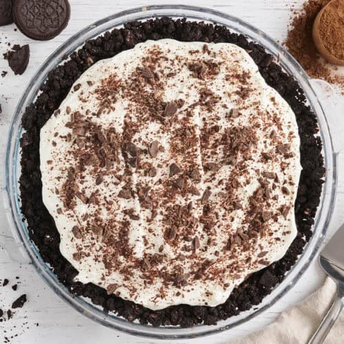 Overhead view of a mississippi mud pie.