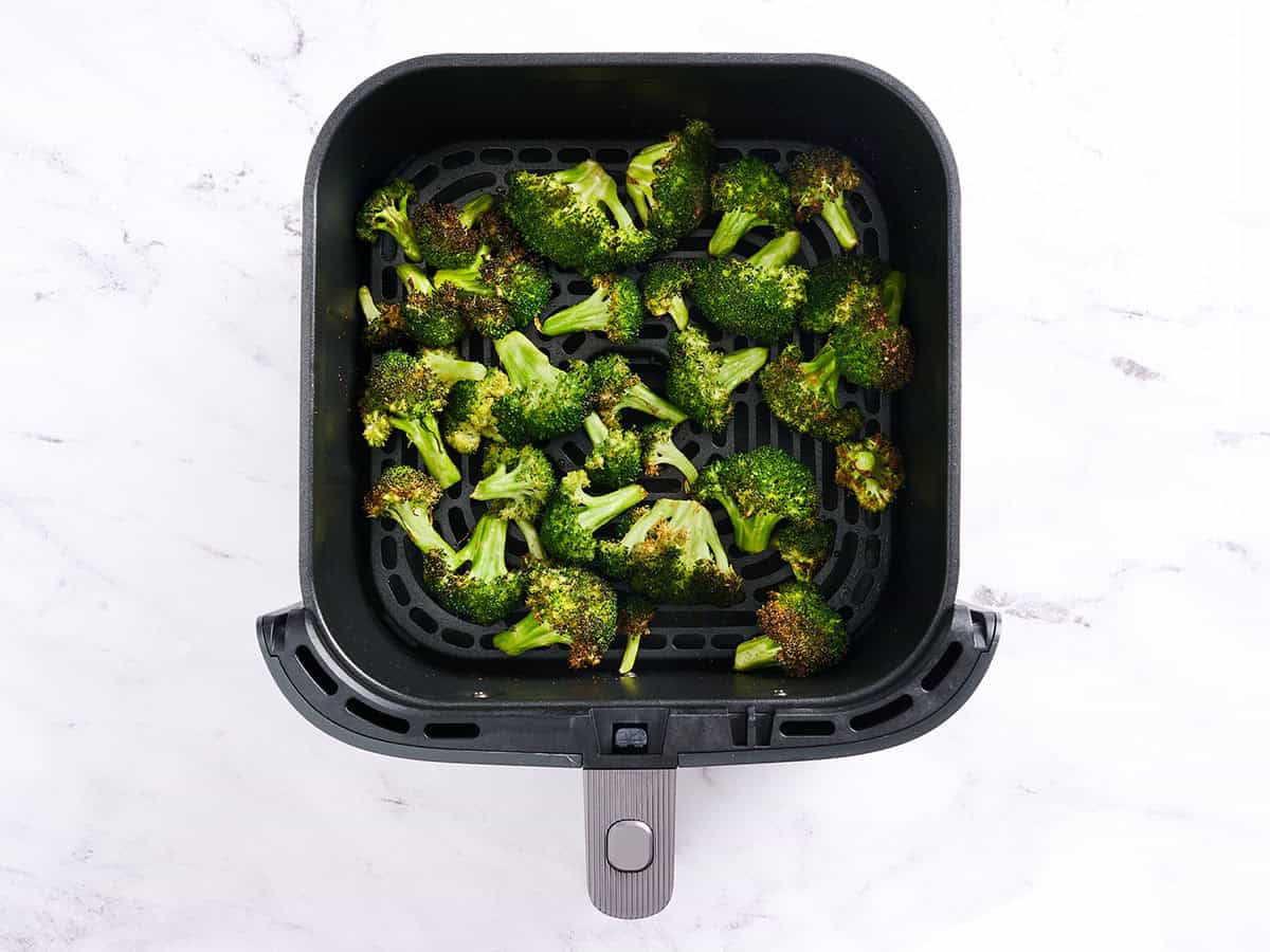 Finished air fryer broccoli.