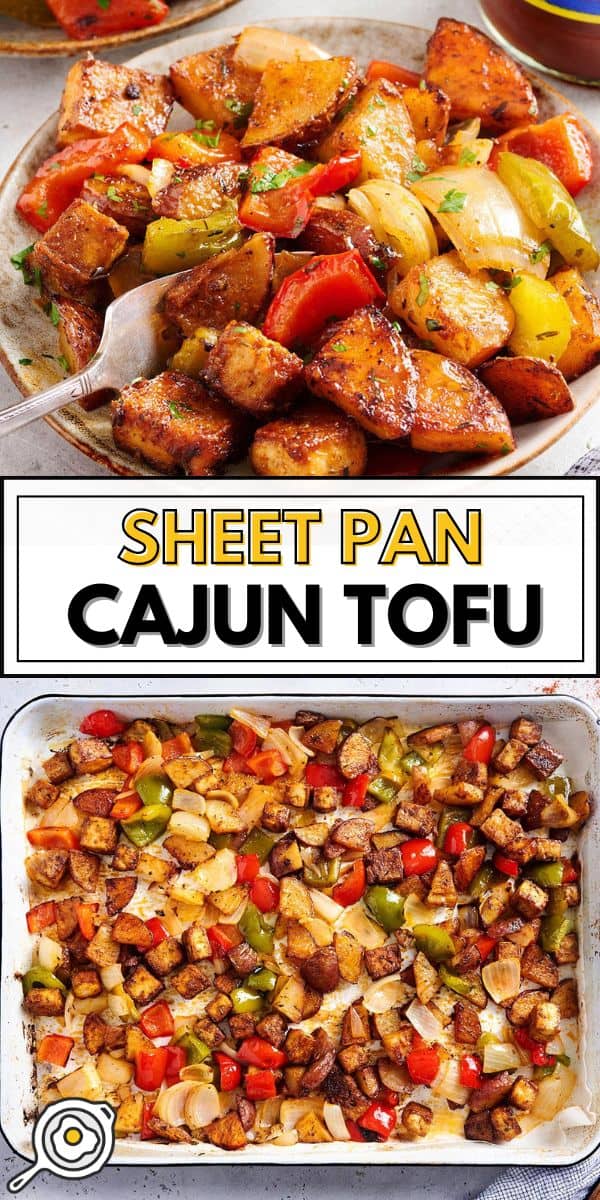 sheet pan cajun tofu pin image