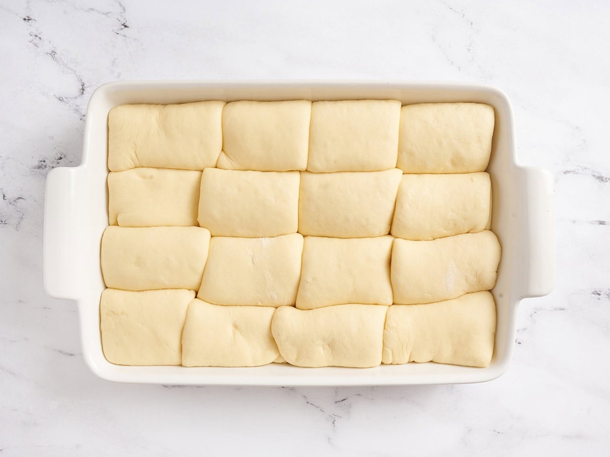 Risen dough ready for baking.