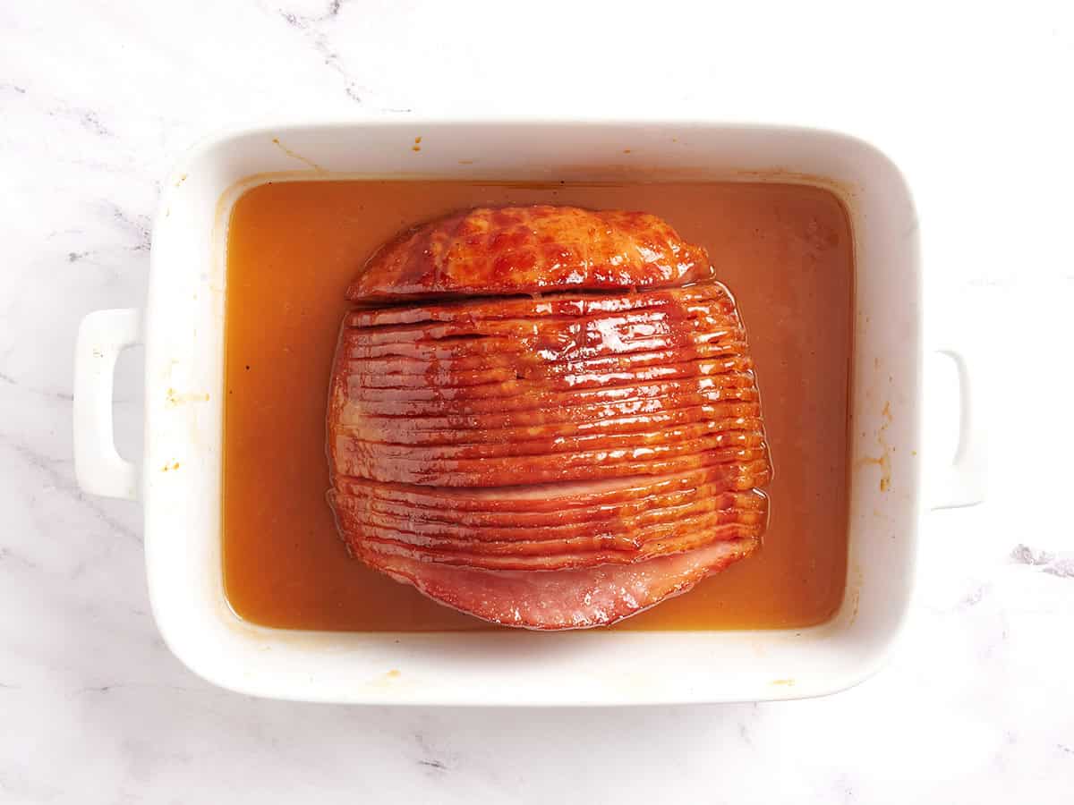 Finished honey glazed ham.