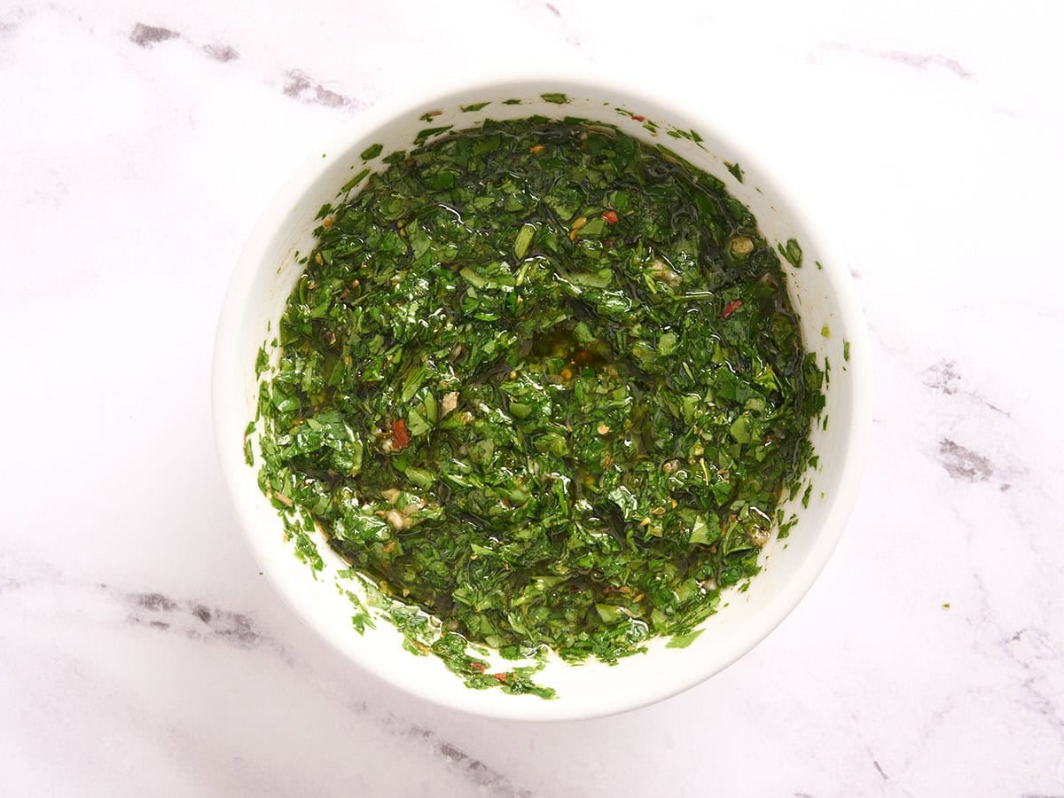 Chimichurri in a bowl.