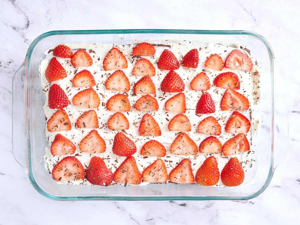 A chocolate strawberry icebox cake.
