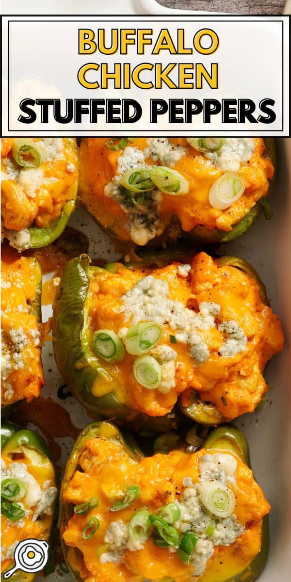 buffalo chicken stuffed peppers pin image