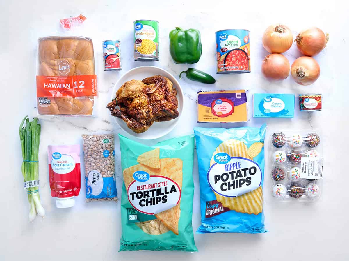The ingredients needed for a game day spread on a budget.
