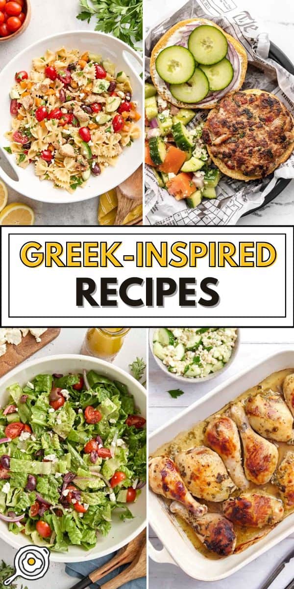 Greek inspired recipes pin image